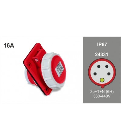 Base inclin. IP67 16A-380/415V 3P+N+T