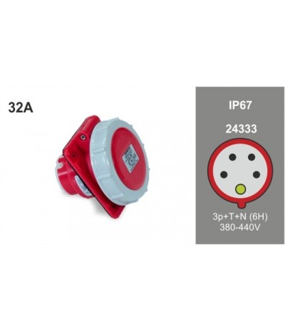 Base inclin. IP67 32A-380/415V 3P+N+T