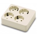 Base 4 tomas 16A-250V TT Lat. Blanco