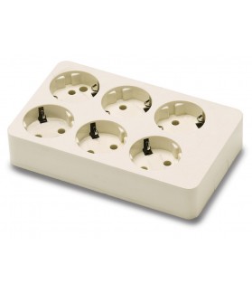 Base 6 tomas 16A-250V TT Lat. Blanco