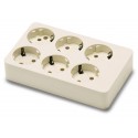 Base 6 tomas 16A-250V TT Lat. Blanco