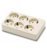 Base 6 tomas 16A-250V TT Lat. Blanco