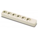 Base 6 tomas SCHUKO 10-16A-250V Blanco
