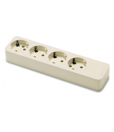 Base 4 tomas SCHUKO 10-16A-250V BLANCO