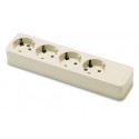 Base 4 tomas SCHUKO 10-16A-250V BLANCO