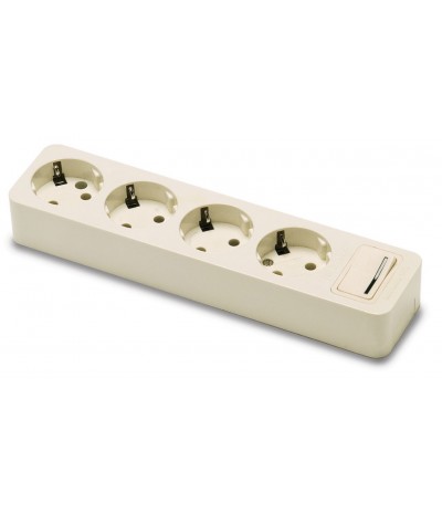 Base 4 tomas SCHUKO C/INT.10-16A-250V BL