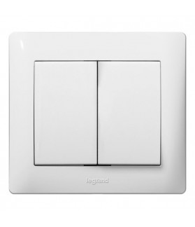 Tecla blanca pulsador doble Int./Conm. doble galea