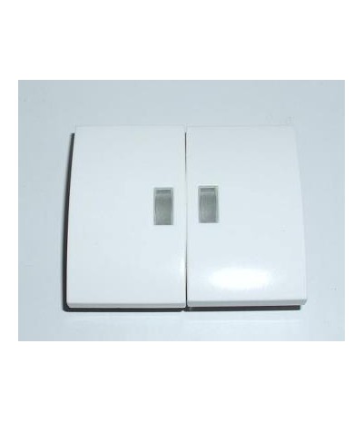 Tecla blanca con 2 visores / Pulsador Doble Int. Lum. Galea