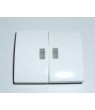 Tecla blanca con 2 visores / Pulsador Doble Int. Lum. Galea