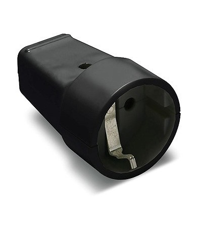 Base movil d.4,8 10A-250V TT Lat. Negro