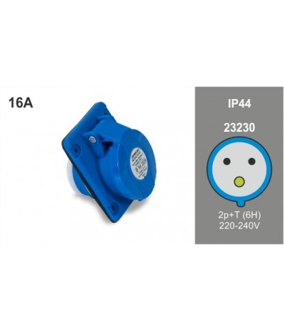 Base inclin.IP44 S.11 16A-220/240V 2P+T
